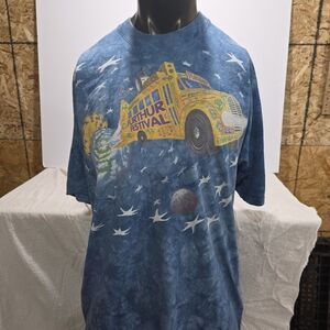 Liquid Blue Graphic Tee with Festival Design